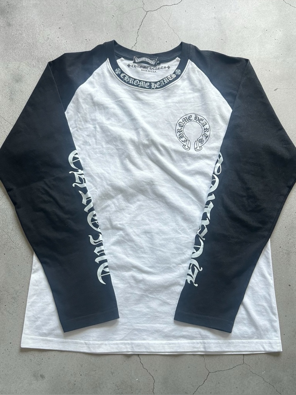 Chrome Hearts Black & White Raglan Logo Long-Sleeve